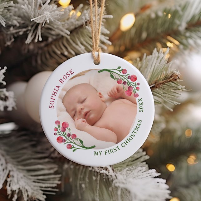 Cute First Christmas New Baby Ceramic Ornament (Creator Uploaded)