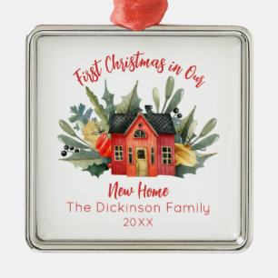 Cute First Christmas New Home Metal Ornament