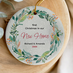 Cute first Christmas new home wreath Ceramic Tree Decoration