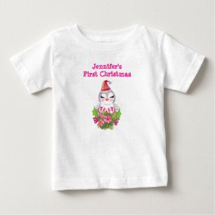 Cute First Christmas Penguin in Santa Hat Baby T-Shirt