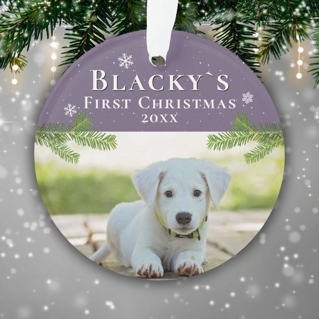 Cute First Christmas Pine Puppy Photo Ornament (Creator Uploaded)