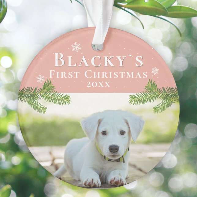 Cute First Christmas Pine Puppy Photo Ornament (Creator Uploaded)
