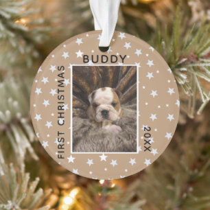 Cute First Christmas Puppy Dog Photo Ornament