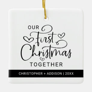 Cute First Christmas Together Photo Christmas Ceramic Ornament