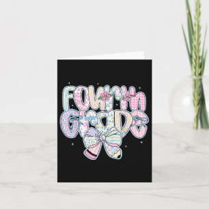Cute First Day Of School Preppy Fourth Grade Back Card