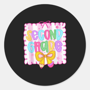 Cute First Day Of School Preppy Second Grade Back Classic Round Sticker