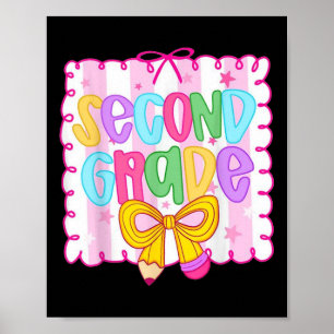 Cute First Day Of School Preppy Second Grade Back Poster