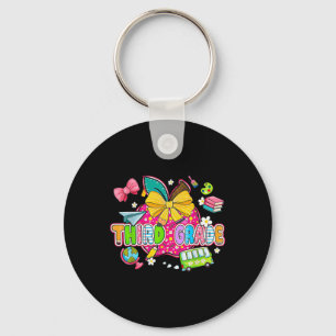 Cute First Day Of School Preppy Third Grade Back T Key Ring