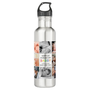 Cute First Father's Day Daddy Photo Collage 710 Ml Water Bottle