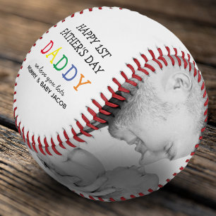 Cute First Father's Day Daddy   Photo Collage Baseball
