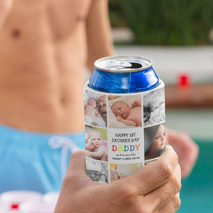 Cute First Father's Day Daddy   Photo Collage Can Cooler