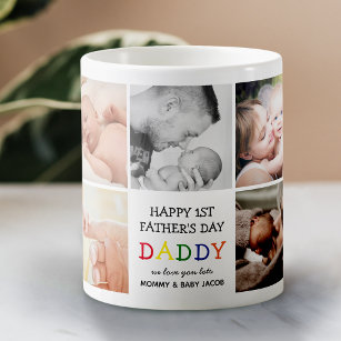 Cute First Father's Day Daddy   Photo Collage Coffee Mug