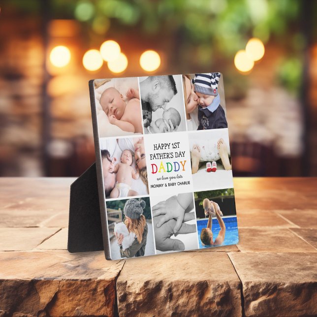 Cute First Father's Day Daddy | Photo Collage Plaque (Creator Uploaded)