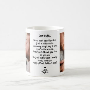 Cute First Father's Day Dear Daddy Poem 2-Photo Coffee Mug