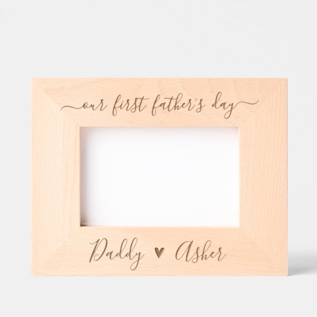 Cute First Fathers Day Gift Engraved Picture Frame (Front)