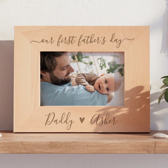 Cute First Fathers Day Gift Engraved Picture Frame (Creator Uploaded)