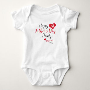 Cute First Father's Day Gift Red Baby Girl Boy Bodysuit