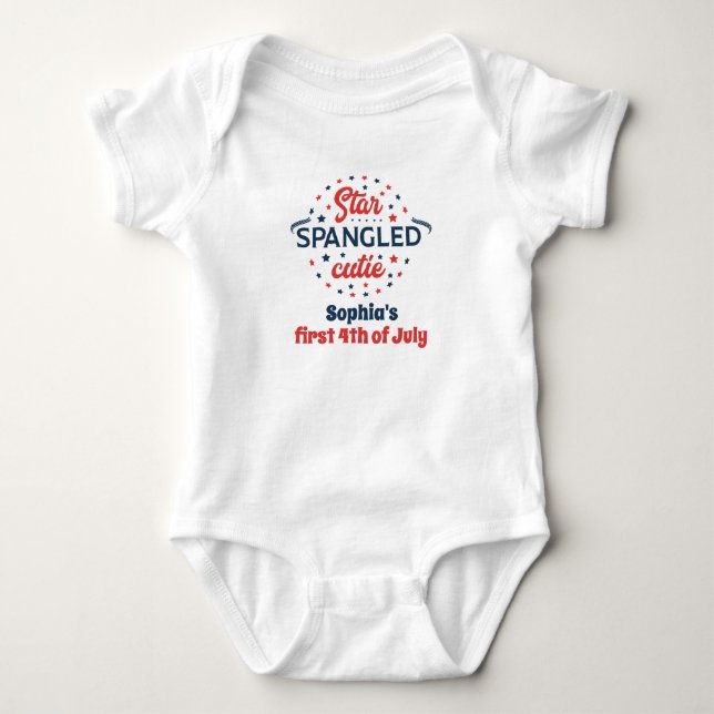 Cute First Fourth of July Personalised Baby Bodysuit (Front)