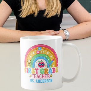 Cute First Grade Teacher Personalised Colourful Coffee Mug