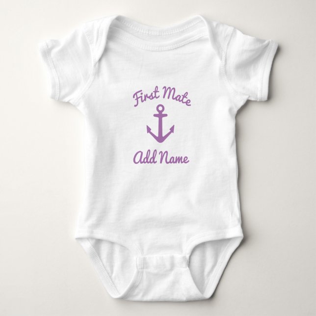 Cute first mate pink anchor baby bodysuit (Front)
