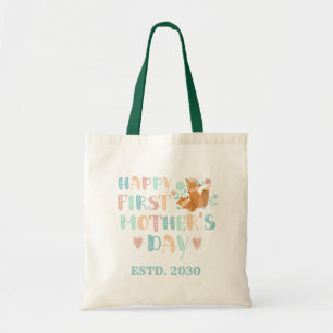 Cute First Mothers Day Boho Typography Personalise Tote Bag