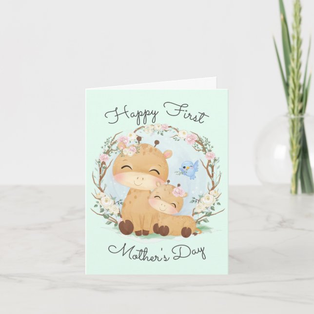 Cute First Mother's Day Folded Greeting Card (Front)