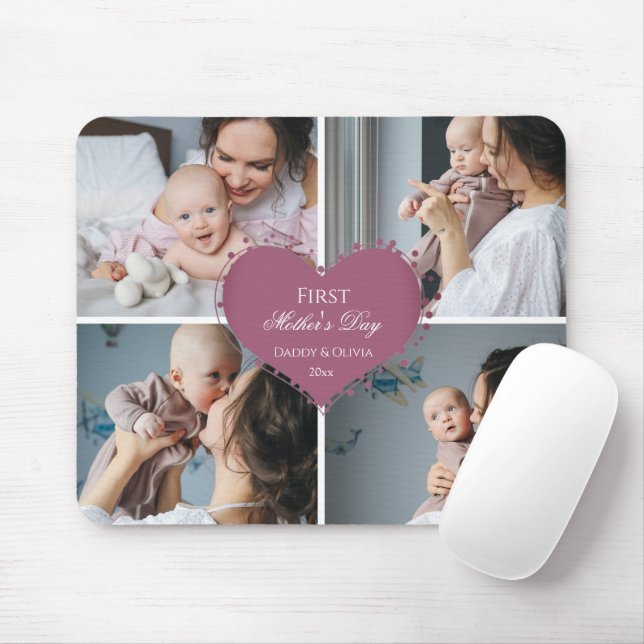 Cute First Mother's Day Gift | Photo Collage Mouse Mat (With Mouse)