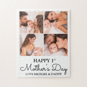 Cute First Mothers Day Modern Photo Collage Jigsaw Puzzle