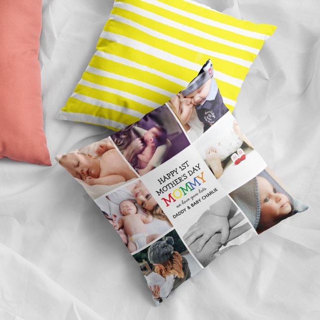 Cute First Mother's Day Mummy | Photo Collage Cushion (Creator Uploaded)