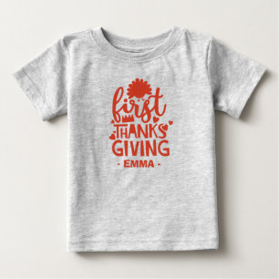 Cute First Thanks Giving Personalised Baby's Name Baby T-Shirt