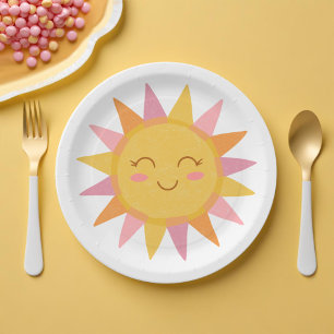 Cute First Trip Around the Sun Birthday Paper Plate