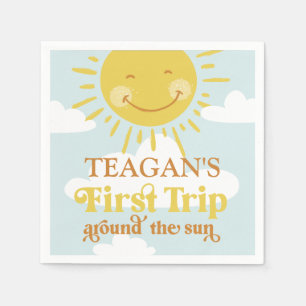 Cute First Trip Around The Sun First Birthday Napkin