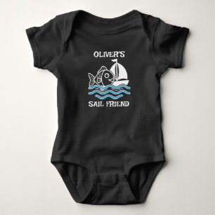Cute Fish and Sailboat Sail Friend Baby Bodysuit