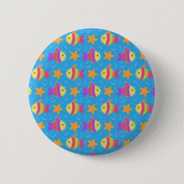 Cute Fish And Starfish Pattern 6 Cm Round Badge (Front)