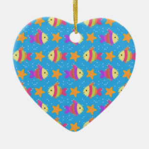 Cute Fish And Starfish Pattern Ceramic Tree Decoration