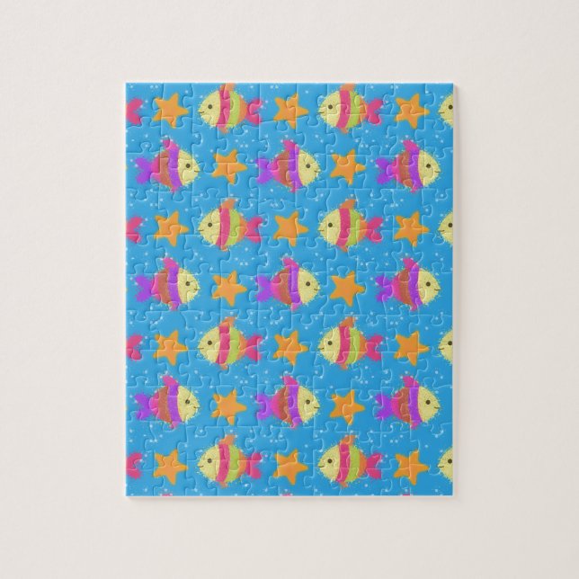 Cute Fish And Starfish Pattern Jigsaw Puzzle (Vertical)