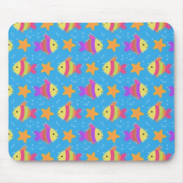 Cute Fish And Starfish Pattern Mouse Mat (Front)
