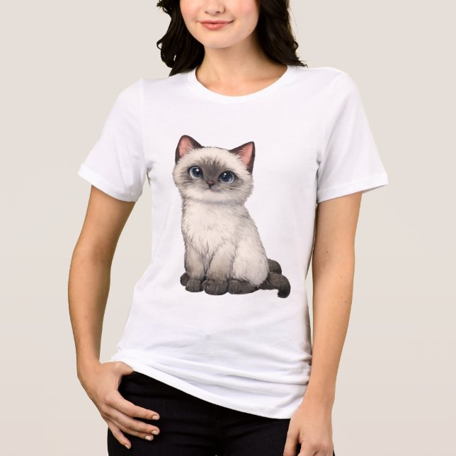 Cute Fish Bowl Kitten Tri-Blend Shirt (Front)