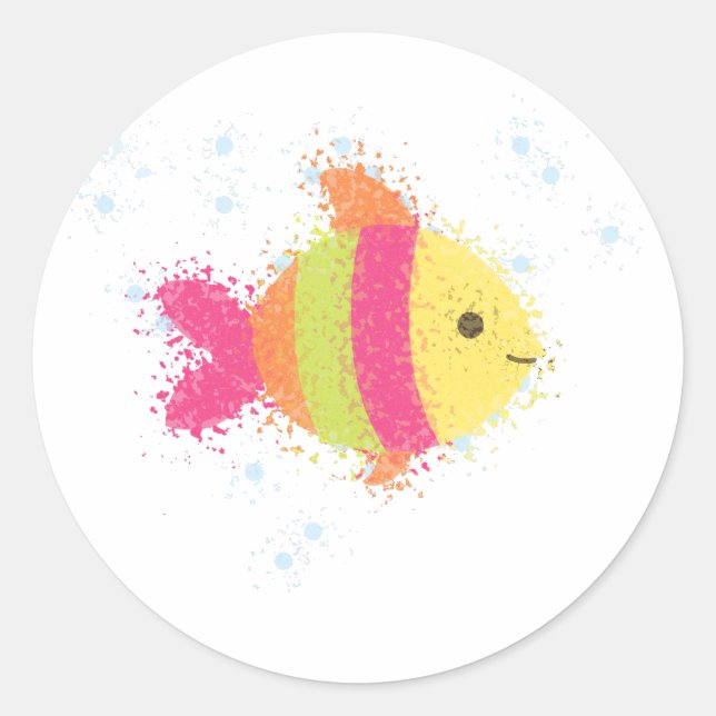 Cute Fish Cartoon Classic Round Sticker (Front)