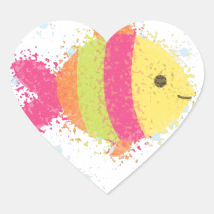 Cute Fish Cartoon Heart Sticker