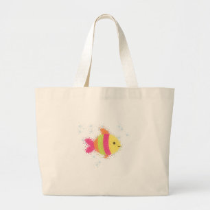 Cute Fish Cartoon Large Tote Bag