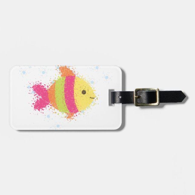 Cute Fish Cartoon Luggage Tag (Front Horizontal)