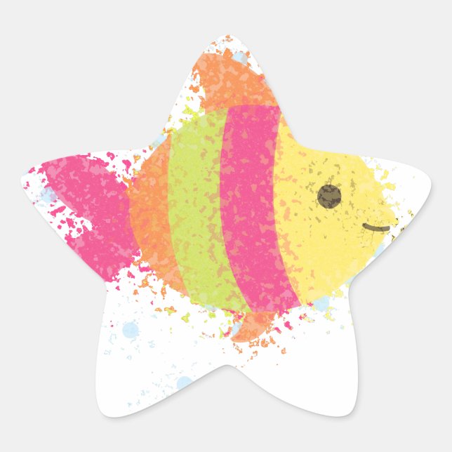 Cute Fish Cartoon Star Sticker (Front)