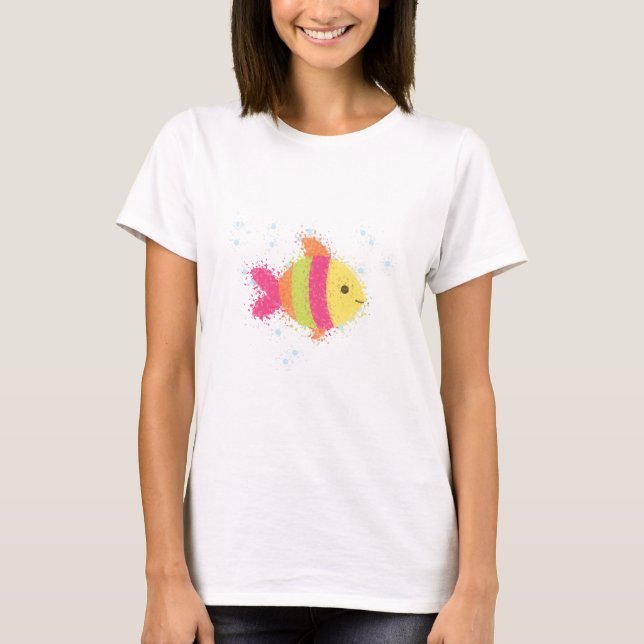 Cute Fish Cartoon T-Shirt (Front)