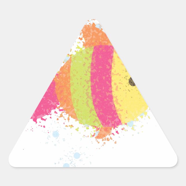 Cute Fish Cartoon Triangle Sticker (Front)