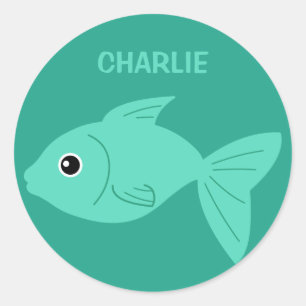 Cute Fish custom name stickers
