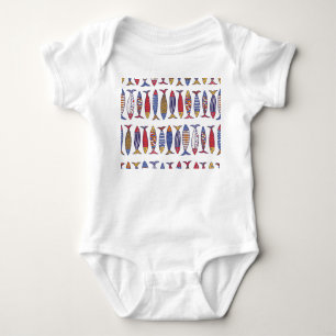Cute Fish Illustration: Kids Seamless Background Baby Bodysuit