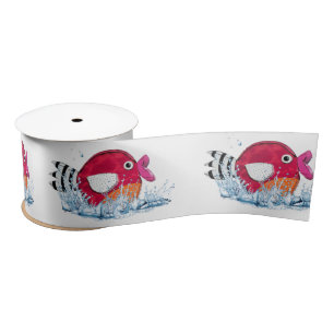 Cute Fish in Water  Satin Ribbon