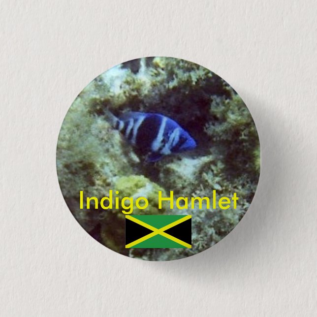 Cute Fish,  Indigo Hamlet, Jamaica 3 Cm Round Badge (Front)