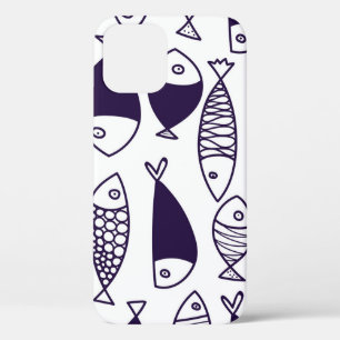 Cute fish. Kids background. Seamless pattern. Can iPhone 12 Case